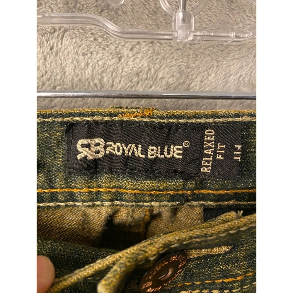 Royal Blue Relaxed Fit Jeans Men's 40x32 Brown Wash Denim Straight Leg NWT